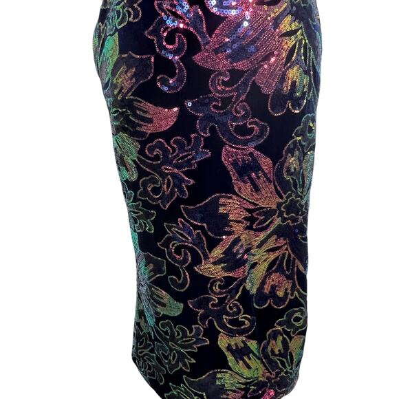 Chicme Sequin Midi Dress Blue M All Over Sequin Open Back Side Slit Bling Party - Picture 8 of 16